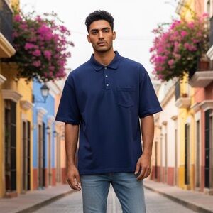 Jos. A. Bank 1905 Navy Polo Shirt Tailored Fit w/front pocket Size-L NWT